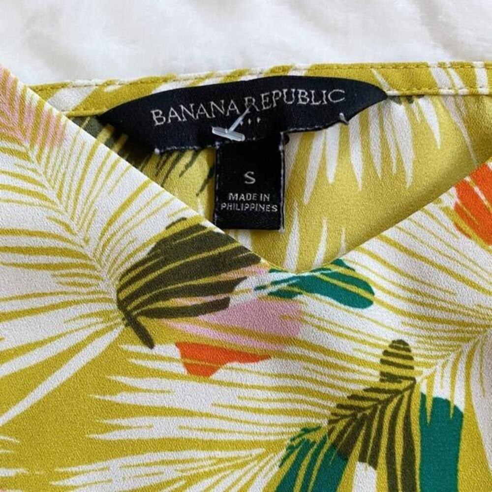 Banana Republic Tropical Feather Yellow tank Top S EUC - Picture 9 of 12